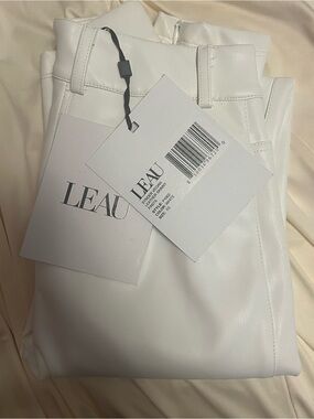 LEAU White Faux Leather Pants